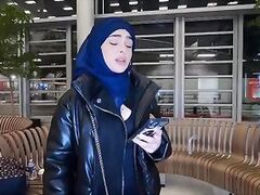 Iranian girl Nadja is wearing a hijab and gets anally fucked in the toilet and in a hallway to pay for the plane!!!